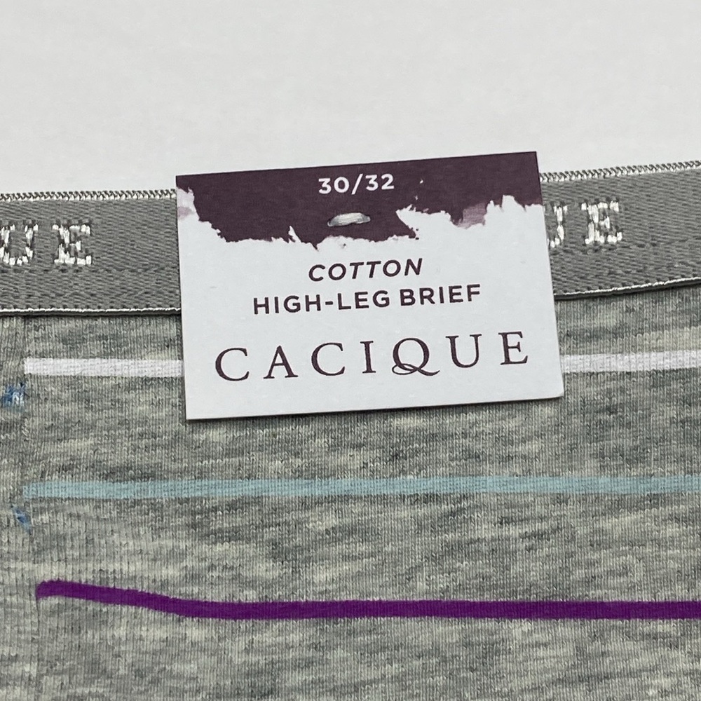 Gray purple floral stripe cotton high leg brief panty NWT Lane Bryant plus size - Picture 8 of 12